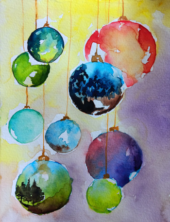 Workshop de postais de Natal em aguarela